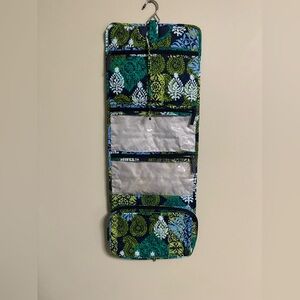 Vera Bradley Hanging Travel Bag Organizer Blue Green Paisley Damask